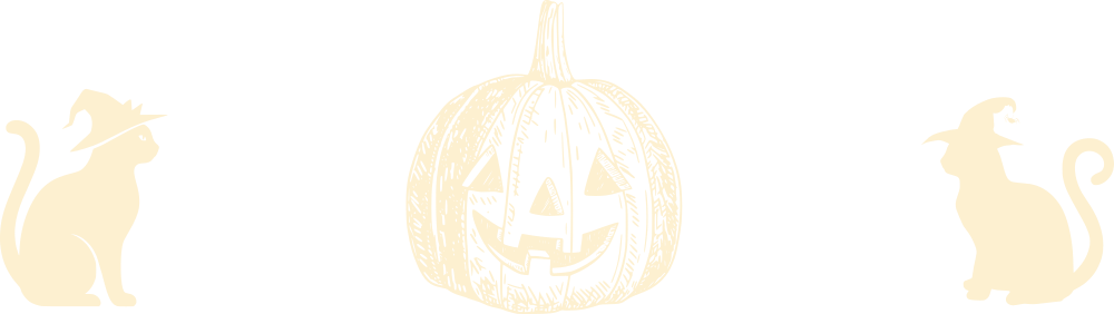 Two cats and a Jack-o'-lantern